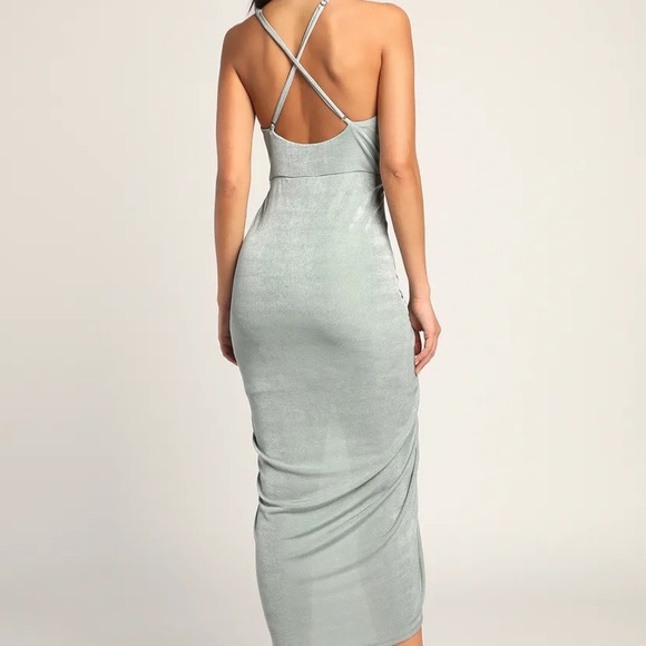 Lulu’s sage blue/green tulip hem dress. Size large. - Picture 4 of 5